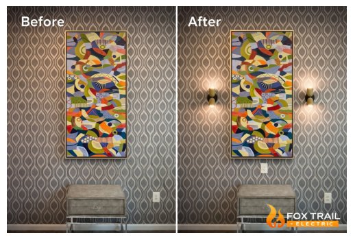 Before and after sconce in Winchester VA